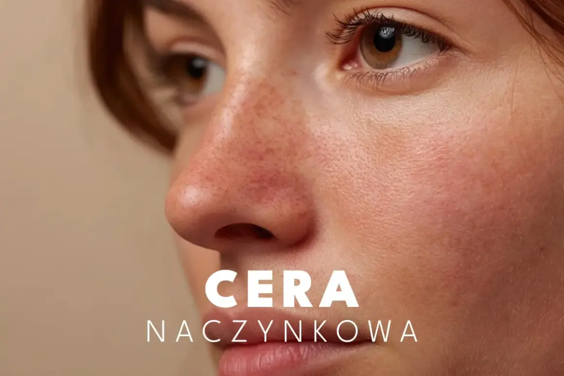 Zbliżenie na twarz z widocznymi rumieńcami i drobnymi naczynkami, ilustrujące, jak wygląda cera naczynkowa.